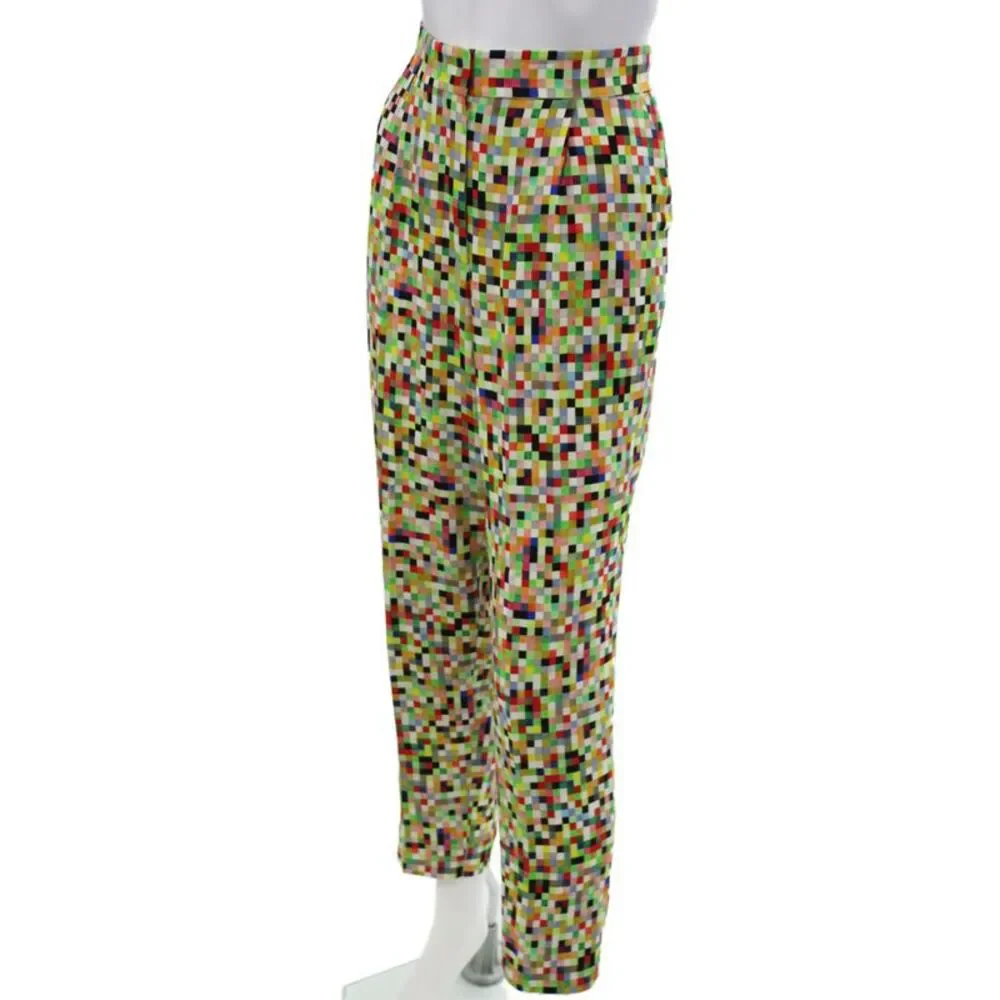 Akris Punto Womens Ankle Pants Multicolor Check Viscose Inseam 28 Size 4